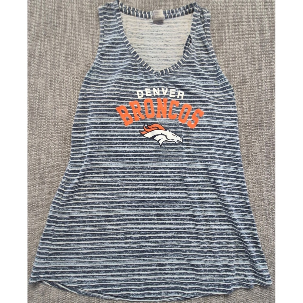 Denver Broncos women's blue white striped graphic tank top SM NFL athletic
